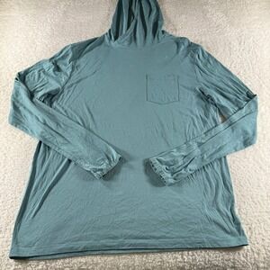 Free Fly Fishing Mens M Blue Green Teal Lightweight Pullover Hoodie Sun Shirt